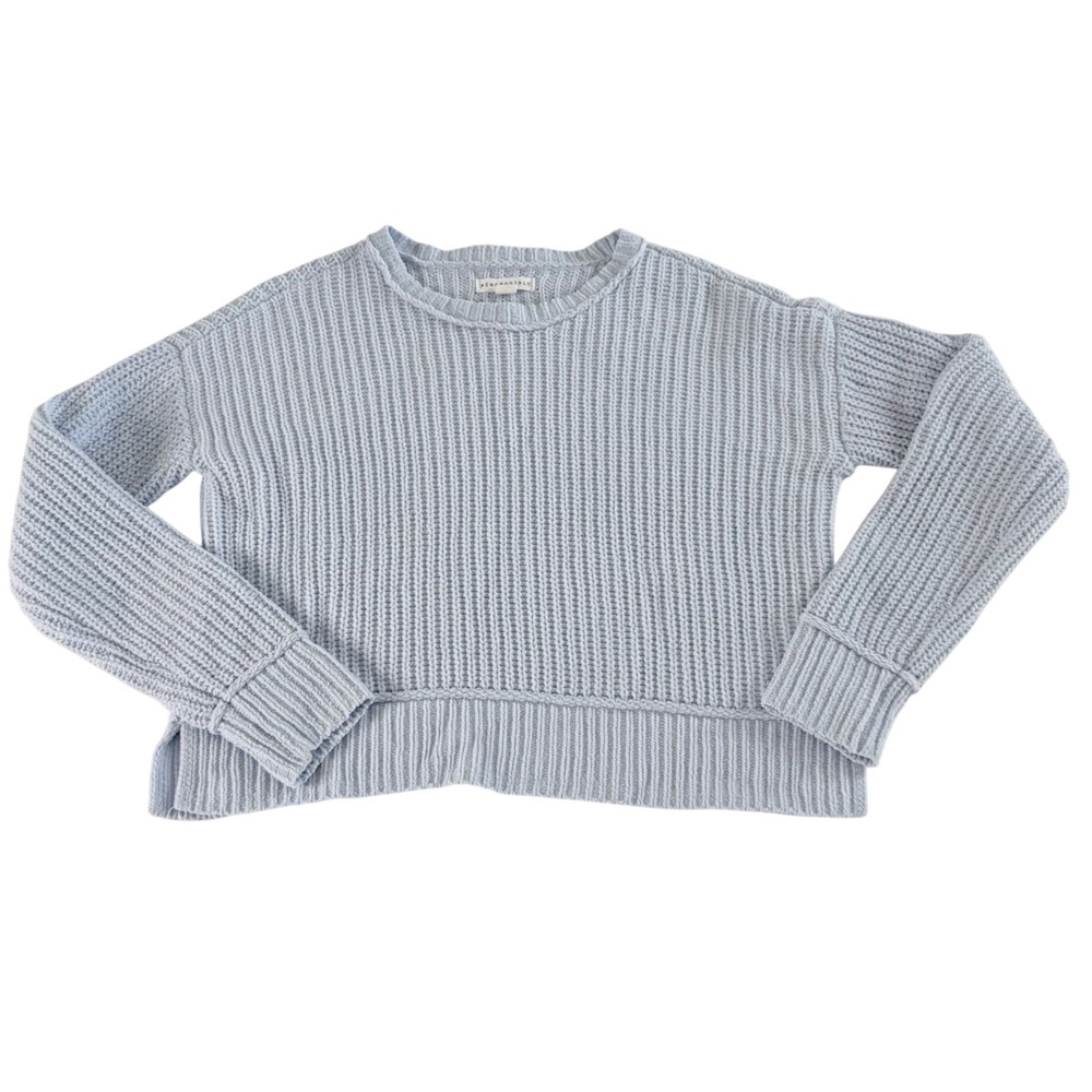 Aeropostale XS‎ Blue Chenille Sweater Soft Plush Ribbed Knit Cropped Pullover